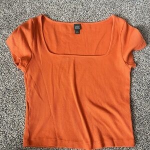 Wild Fable Orange Ribbed Short Sleeve Top